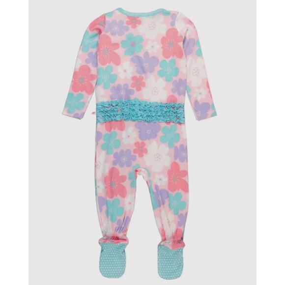 Ruffle Butts SoftSnooze Baby Girls Ruffle One Piece Footie Pajamas - Picture 2 of 2